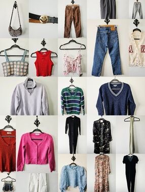 Huge 23 Piece Clothing Lot Size XS Tops Pants Sweatshirt Skirt "Mystery" Box